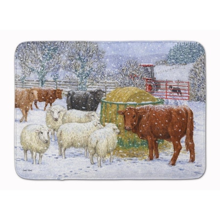 Carolines Treasures Cows and Sheep in the Snow Machine Washable Memory Foam Mat ASA2207RUG